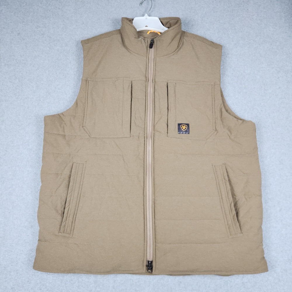 Ariat Vest Mens XL Brown Rebar Valiant Stretch Canvas Insulated Utility Full Zip